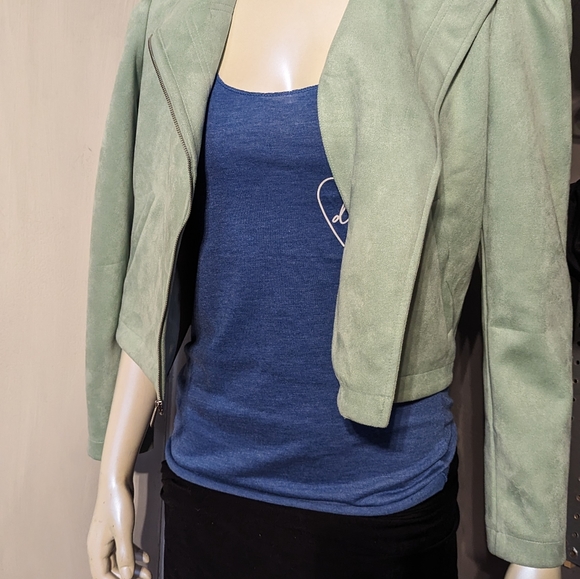 Suede-like. Lauren Conrad jacket Sea foam Mint Green spring light weight pinup - Picture 5 of 9